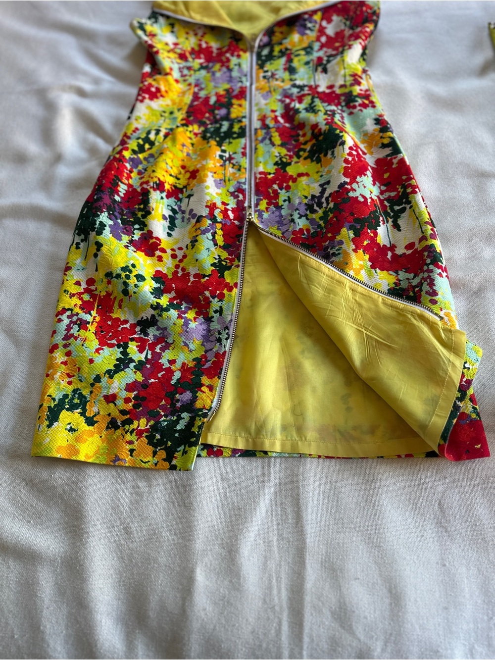 MADISON Artsy Splatter Print Two Way Back Zipper Sheath Dress | 8 - Picture 12 of 16